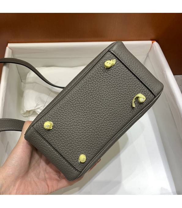 Hermes Mini Lindy 18cm Bag Etain Grey Original Togo Calfskin Leather Silver Metal