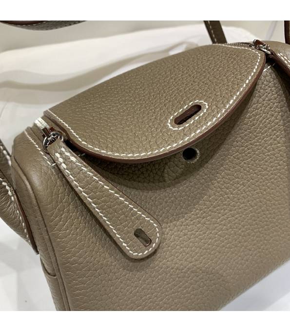 Hermes Mini Lindy 18cm Bag Elephant Grey Original Togo Calfskin Leather Silver Metal