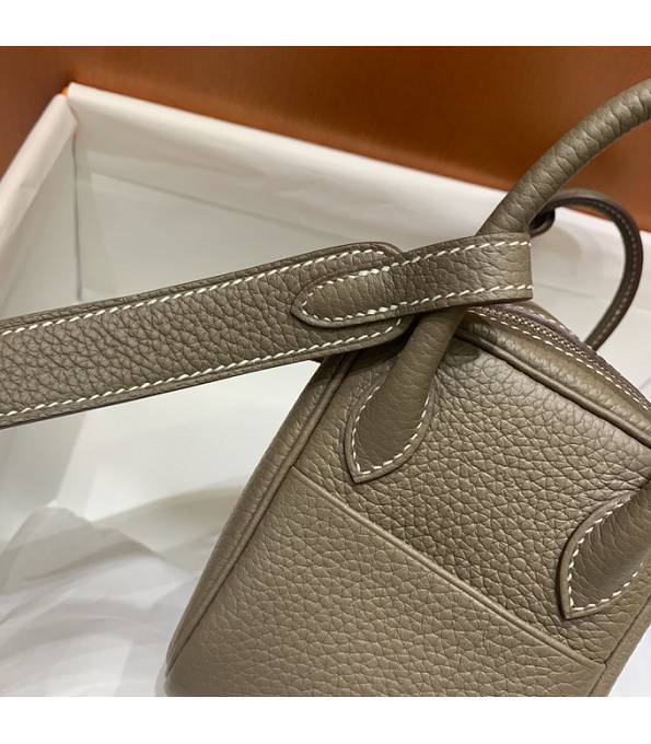 Hermes Mini Lindy 18cm Bag Elephant Grey Original Togo Calfskin Leather Silver Metal