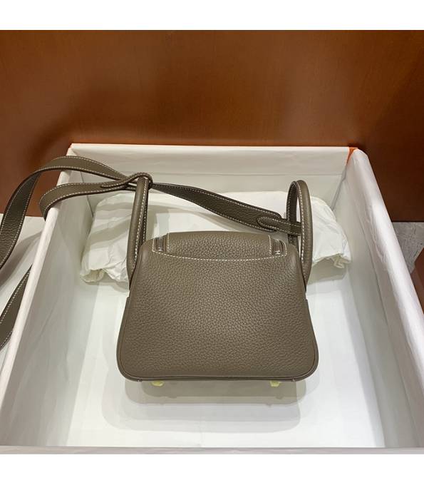 Hermes Mini Lindy 18cm Bag Elephant Grey Original Togo Calfskin Leather Silver Metal