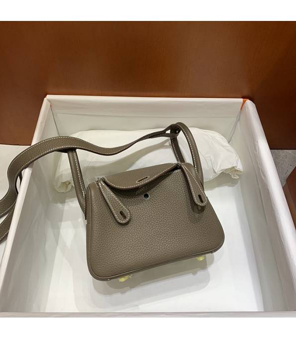 Hermes Mini Lindy 18cm Bag Elephant Grey Original Togo Calfskin Leather Silver Metal