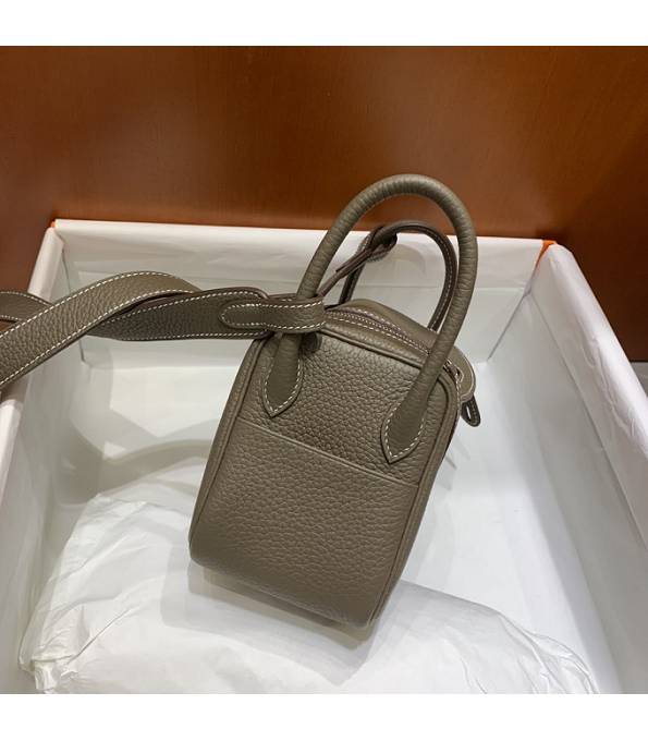 Hermes Mini Lindy 18cm Bag Elephant Grey Original Togo Calfskin Leather Silver Metal