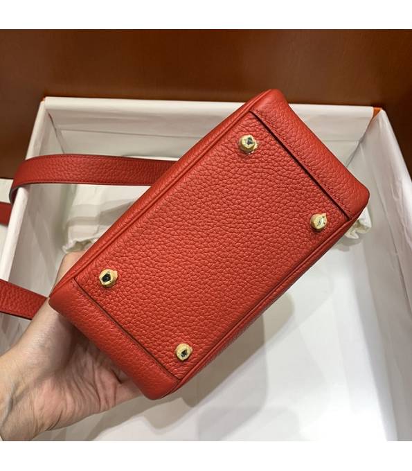 Hermes Mini Lindy 18cm Bag Red Original Togo Calfskin Leather Silver Metal
