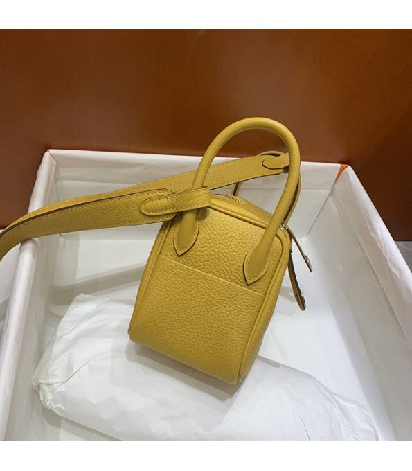 Hermes Mini Lindy 18cm Bag Amber Yellow Original Togo Calfskin Leather Silver Metal