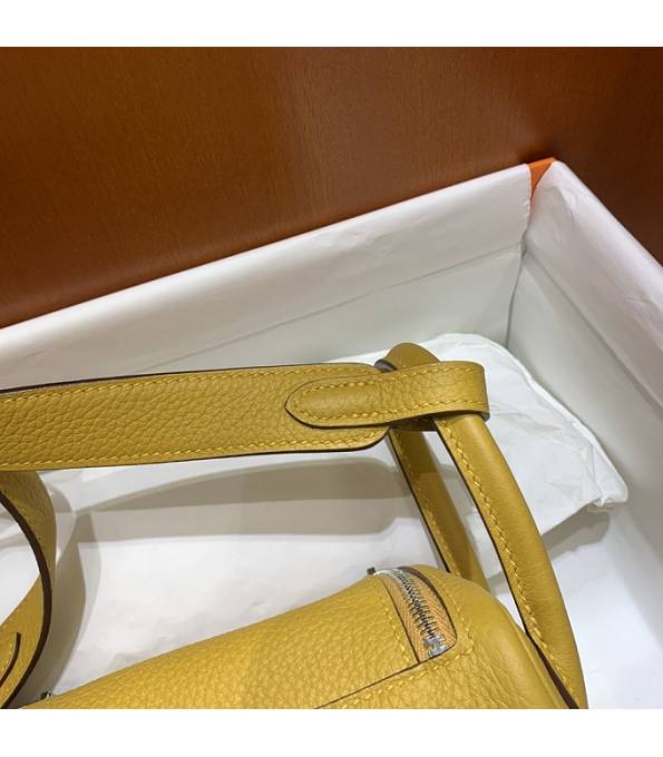 Hermes Mini Lindy 18cm Bag Amber Yellow Original Togo Calfskin Leather Silver Metal