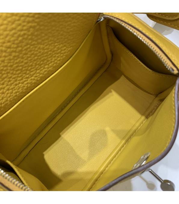 Hermes Mini Lindy 18cm Bag Amber Yellow Original Togo Calfskin Leather Silver Metal