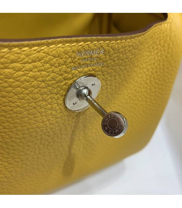 Hermes Mini Lindy 18cm Bag Amber Yellow Original Togo Calfskin Leather Silver Metal