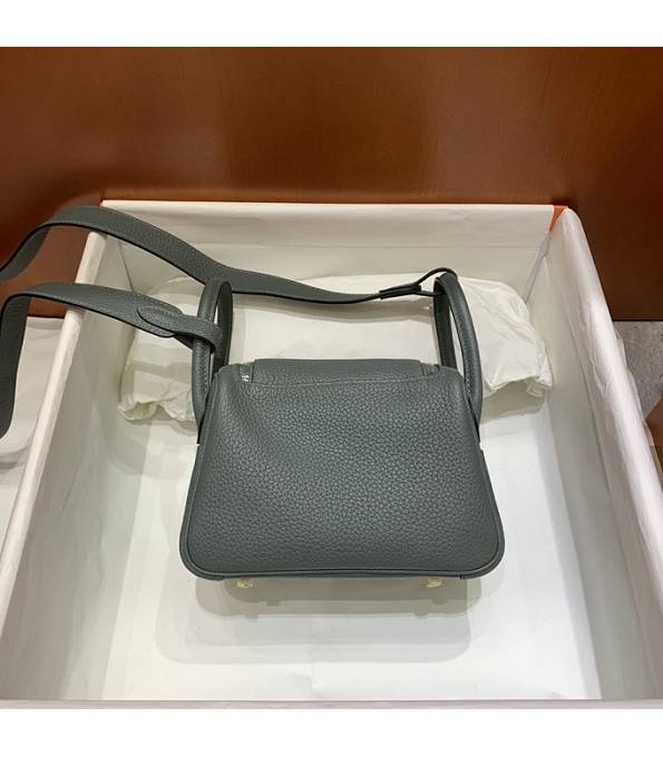 Hermes Mini Lindy 18cm Bag Almond Green Original Togo Calfskin Leather Silver Metal