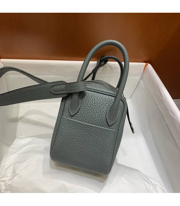 Hermes Mini Lindy 18cm Bag Almond Green Original Togo Calfskin Leather Silver Metal