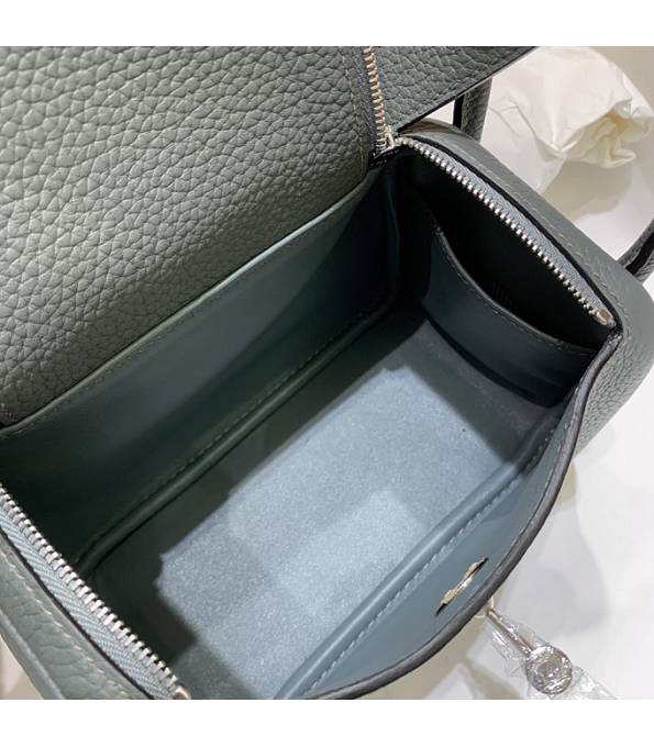 Hermes Mini Lindy 18cm Bag Almond Green Original Togo Calfskin Leather Silver Metal