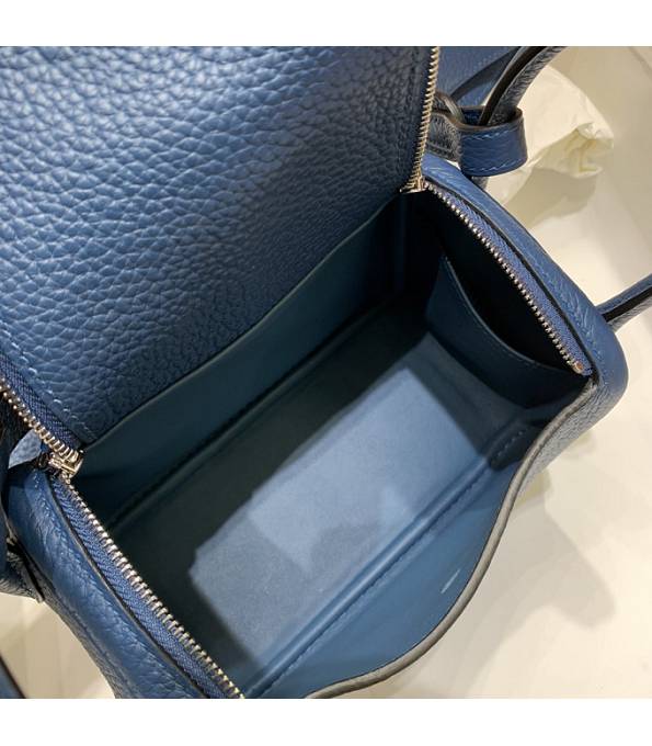 Hermes Mini Lindy 18cm Bag Colvert Blue Original Togo Calfskin Leather Silver Metal