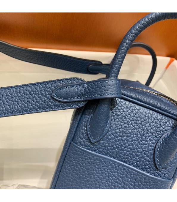 Hermes Mini Lindy 18cm Bag Colvert Blue Original Togo Calfskin Leather Silver Metal