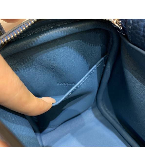 Hermes Mini Lindy 18cm Bag Colvert Blue Original Togo Calfskin Leather Silver Metal