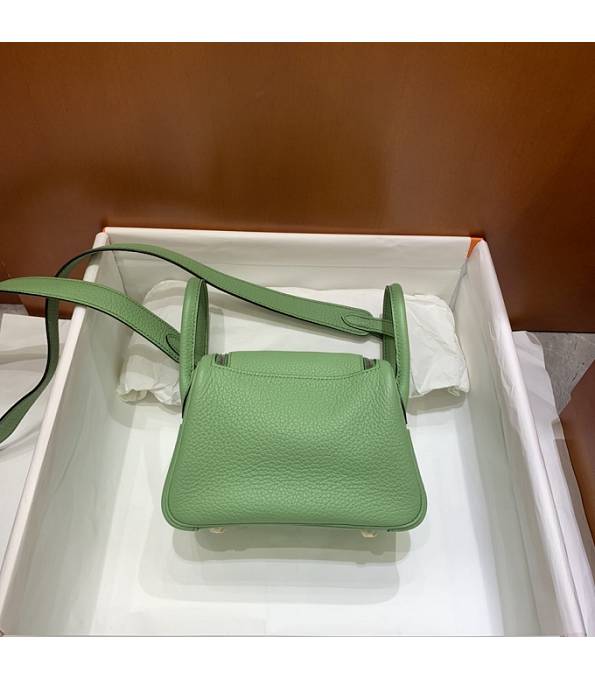 Hermes Mini Lindy 18cm Bag Apple Green Original Togo Calfskin Leather Silver Metal