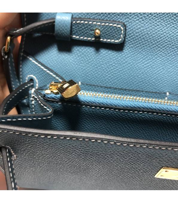 Hermes Kelly Woc Classique Denim Blue Original Palm Veins Leather Golden Metal To Go Wallet
