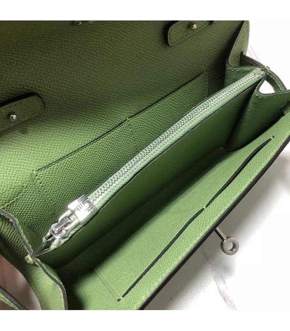 Hermes Kelly Woc Classique Apple Green Original Palm Veins Leather Silver Metal To Go Wallet