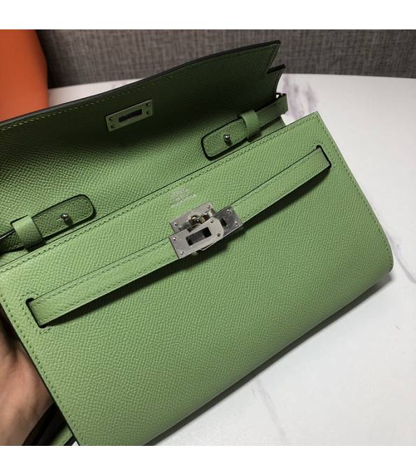 Hermes Kelly Woc Classique Apple Green Original Palm Veins Leather Silver Metal To Go Wallet