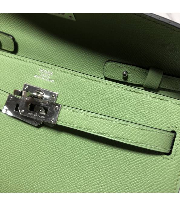Hermes Kelly Woc Classique Apple Green Original Palm Veins Leather Silver Metal To Go Wallet