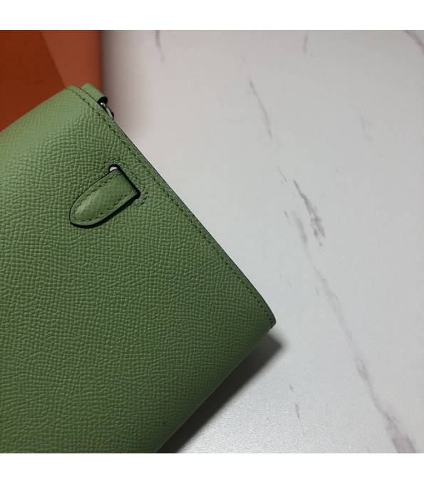 Hermes Kelly Woc Classique Apple Green Original Palm Veins Leather Silver Metal To Go Wallet