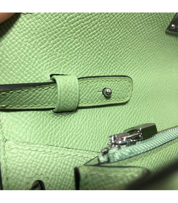 Hermes Kelly Woc Classique Apple Green Original Palm Veins Leather Silver Metal To Go Wallet