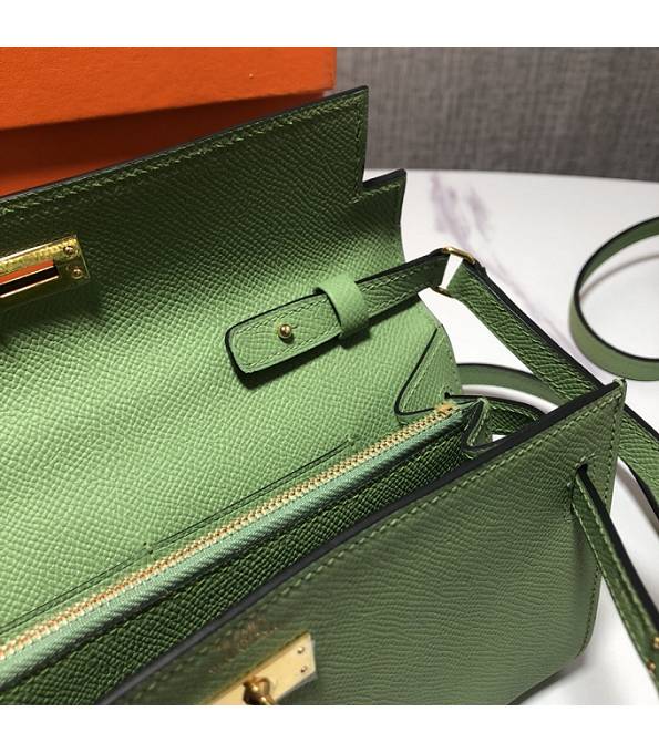 Hermes Kelly Woc Classique Apple Green Original Palm Veins Leather Golden Metal To Go Wallet