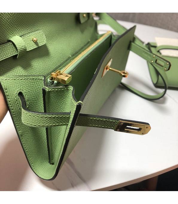 Hermes Kelly Woc Classique Apple Green Original Palm Veins Leather Golden Metal To Go Wallet