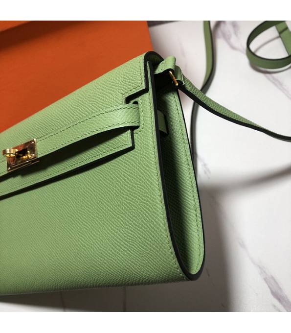 Hermes Kelly Woc Classique Apple Green Original Palm Veins Leather Golden Metal To Go Wallet