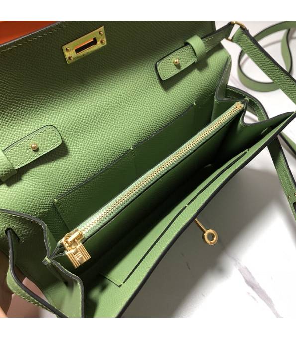 Hermes Kelly Woc Classique Apple Green Original Palm Veins Leather Golden Metal To Go Wallet