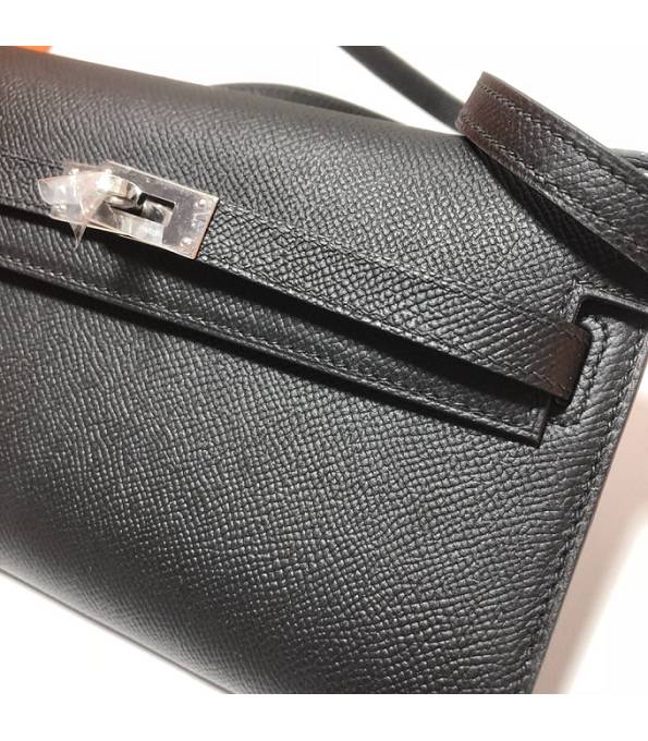 Hermes Kelly Woc Classique Black Original Palm Veins Leather Silver Metal To Go Wallet