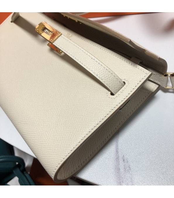 Hermes Kelly Woc Classique Offwhite Original Palm Veins Leather Golden Metal To Go Wallet