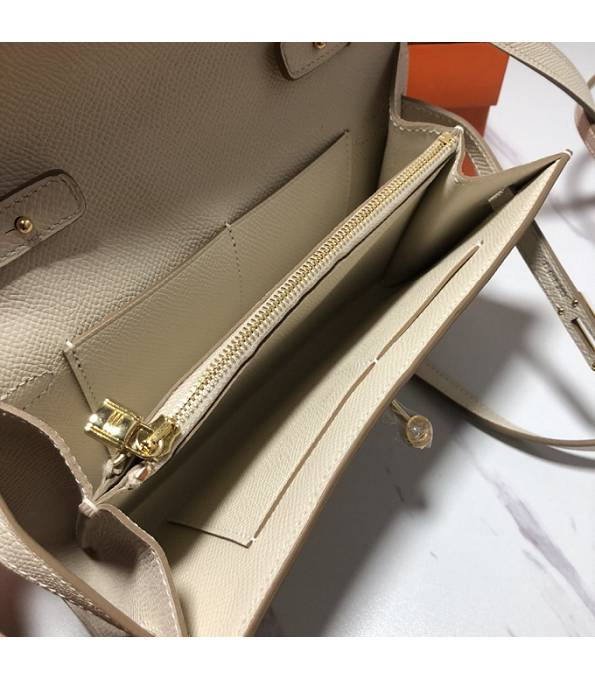 Hermes Kelly Woc Classique Offwhite Original Palm Veins Leather Golden Metal To Go Wallet