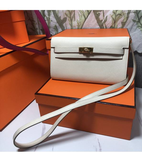 Hermes Kelly Woc Classique Offwhite Original Palm Veins Leather Golden Metal To Go Wallet