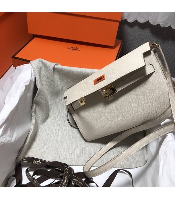 Hermes Kelly Woc Classique Offwhite Original Palm Veins Leather Golden Metal To Go Wallet