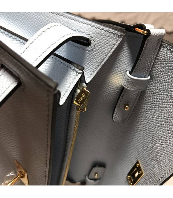 Hermes Kelly Woc Classique Light Blue Original Palm Veins Leather Golden Metal To Go Wallet
