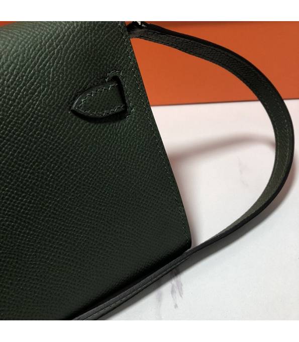 Hermes Kelly Woc Classique Army Green Original Palm Veins Leather Silver Metal To Go Wallet