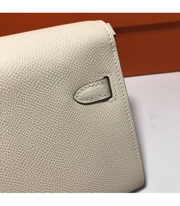 Hermes Kelly Woc Classique White Original Palm Veins Leather Silver Metal To Go Wallet
