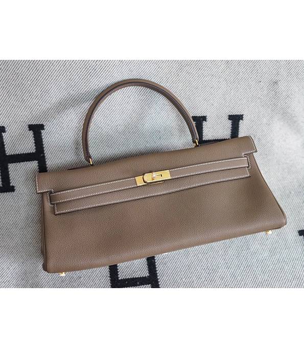 Hermes Kelly 42cm Bag Elephant Grey Original Swift Leather Golden Metal