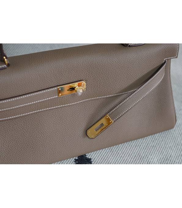 Hermes Kelly 42cm Bag Elephant Grey Original Swift Leather Golden Metal