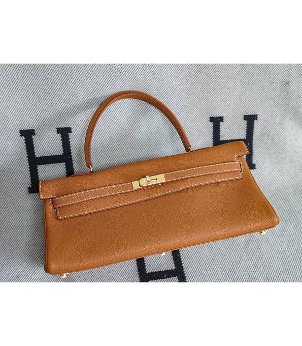 Hermes Kelly 42cm Bag Brown Original Swift Leather Golden Metal