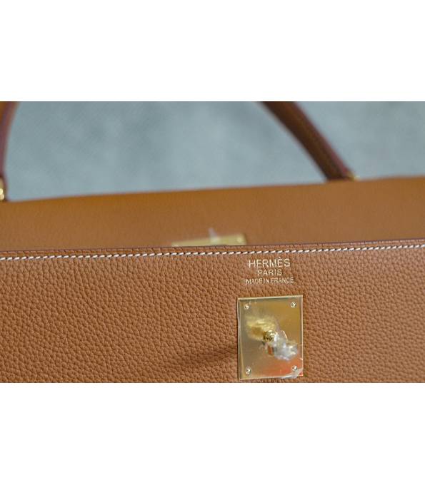 Hermes Kelly 42cm Bag Brown Original Swift Leather Golden Metal