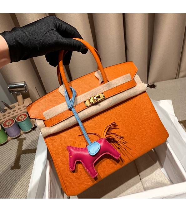 Hermes Birkin 25cm Bag Orange Original Epsom Leather Golden Metal