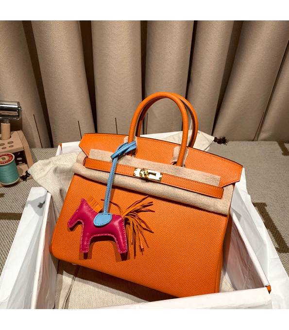 Hermes Birkin 25cm Bag Orange Original Epsom Leather Golden Metal