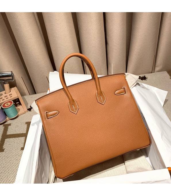 Hermes Birkin 25cm Bag Brown Original Epsom Leather Silver Metal