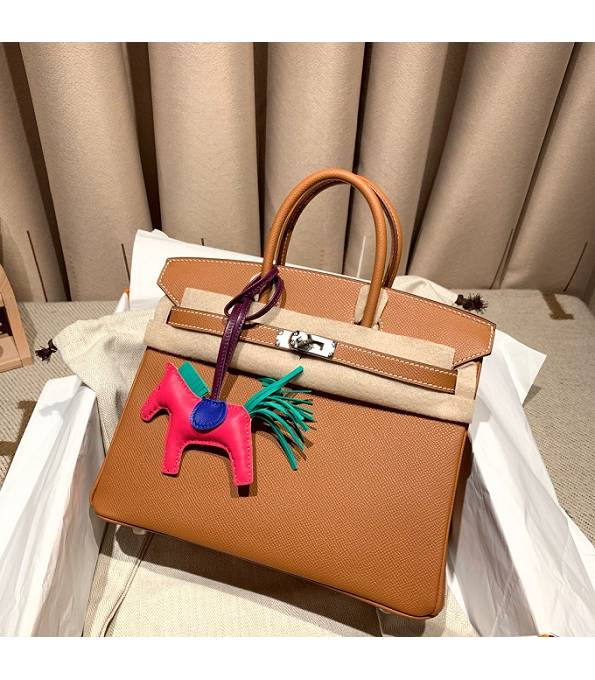 Hermes Birkin 25cm Bag Brown Original Epsom Leather Silver Metal
