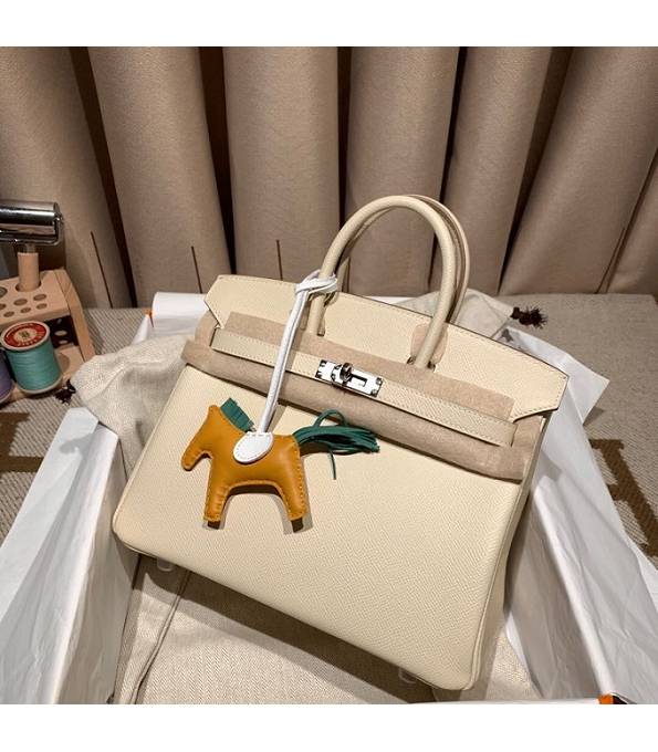 Hermes Birkin 25cm Bag White Original Epsom Leather Silver Metal