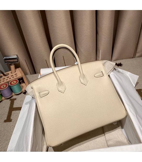 Hermes Birkin 25cm Bag White Original Epsom Leather Silver Metal