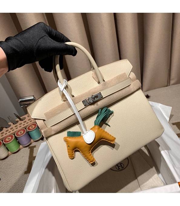 Hermes Birkin 25cm Bag White Original Epsom Leather Silver Metal