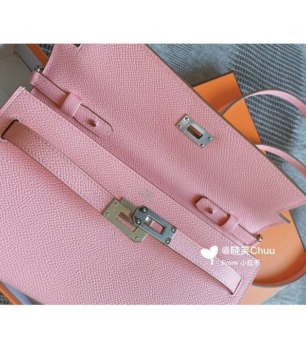 Hermes Kelly Woc Classique Pink Original Palm Veins Leather Silver Metal To Go Wallet