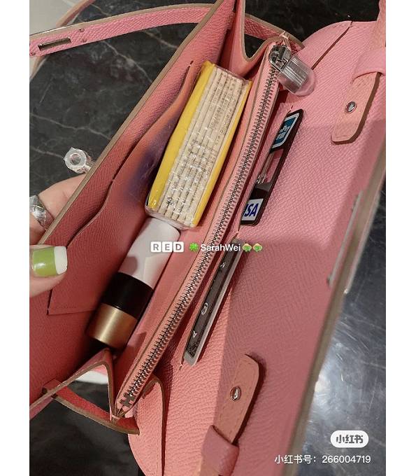 Hermes Kelly Woc Classique Pink Original Palm Veins Leather Silver Metal To Go Wallet