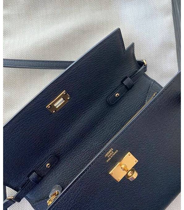 Hermes Kelly Woc Classique Black Original Palm Veins Leather Golden Metal To Go Wallet